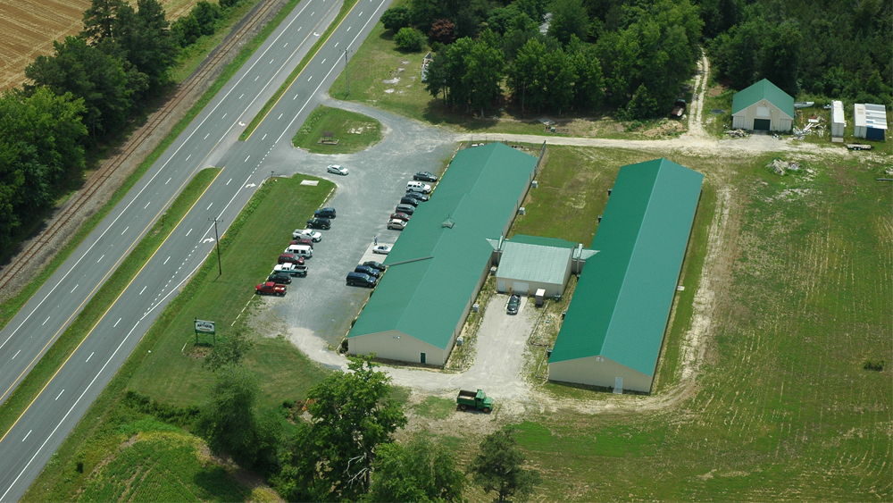 An aerial of the Blue Crow Antique Mall, and its enormous size.